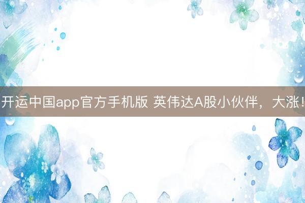 开运中国app官方手机版 英伟达A股小伙伴,大涨!