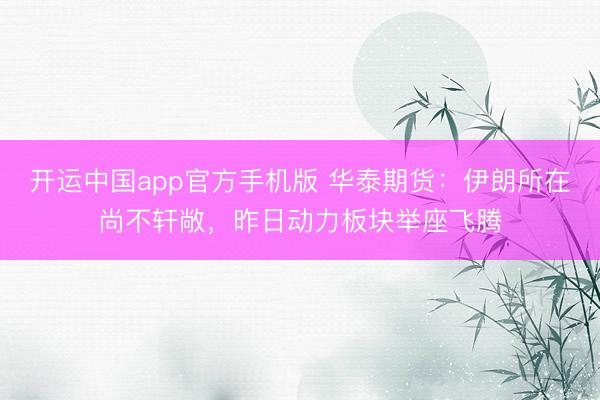开运中国app官方手机版 华泰期货：伊朗所在尚不轩敞，昨日动力板块举座飞腾