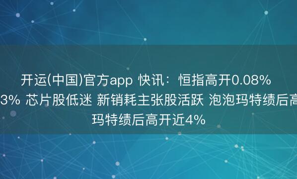 开运(中国)官方app 快讯：恒指高开0.08% 科指跌0.3% 芯片股低迷 新销耗主张股活跃 泡泡玛特绩后高开近4%