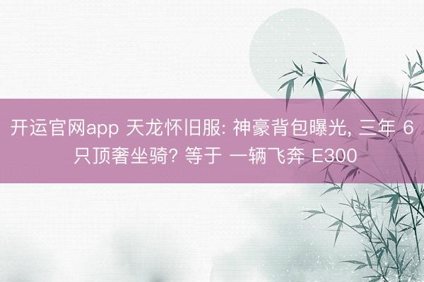 开运官网app 天龙怀旧服: 神豪背包曝光， 三年 6 只顶奢坐骑? 等于 一辆飞奔 E300
