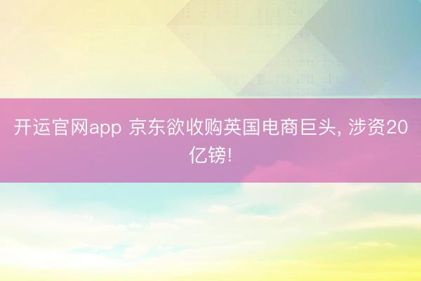 开运官网app 京东欲收购英国电商巨头， 涉资20亿镑!