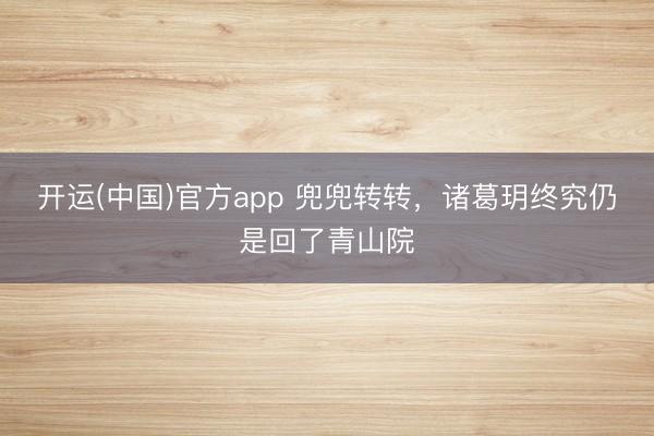 开运(中国)官方app 兜兜转转，诸葛玥终究仍是回了青山院